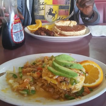 Andy's Coffee Shop - Pancakes with sausages and their huevos rancheros. Very filling! - Diners Near Me - Pasadena, California Andy's Coffee Shop - Pancakes with sausages and their huevos rancheros. Very filling! - Diners Near Me - Pasadena, California