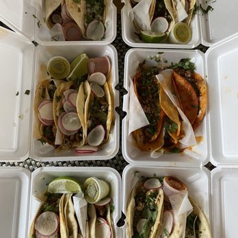 El Paso Taco Grill - The whole spread of tacos! Pollo, Al Pastor, Campechanos, Carne Asada, Lengua and Birria - Mexican Near Me - Farmingdale, New York