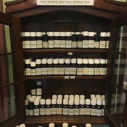 Some of our organic essential oils on display at BG Healing Arts Apothecary on Main St.