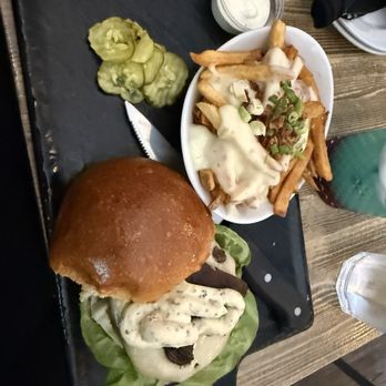 Burgerology Midtown - PORTOBELLO-TRUFFLE BURGER and truffle fries - American Near Me - New York, New York