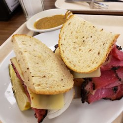Shapiro's Delicatessen - The Pastrami on Rye with swiss cheese, onion and spicy mustard
