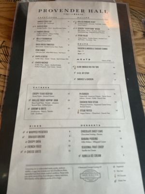 Menu photo 5 Provender Hall Fort Worth, TX