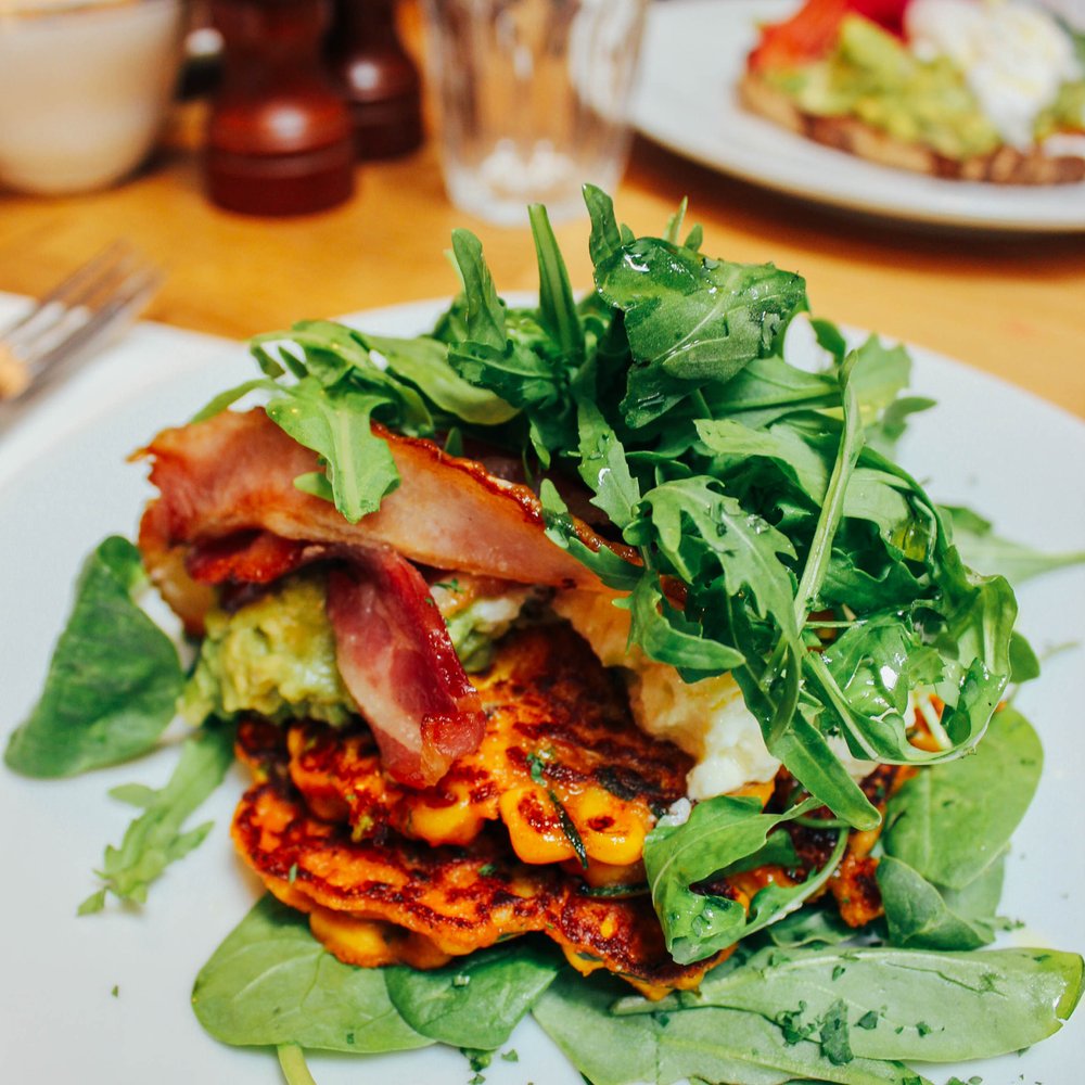 Lantana Cafe - Corn Fritters - Breakfast & Brunch Near Me - London, XGL Lantana Cafe - Corn Fritters - Breakfast & Brunch Near Me - London, XGL