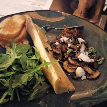 The General Public - Bone marrow with mushroom confit and arugula. Divine - New American Near Me - Houston, Texas