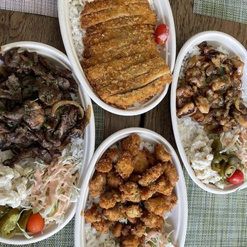HawaU - bulgogi (far left), katsu (top), chicken (bottom), teriyaki (far right) - Fast Food Near Me - Manassas, Virginia HawaU - bulgogi (far left), katsu (top), chicken (bottom), teriyaki (far right) - Fast Food Near Me - Manassas, Virginia