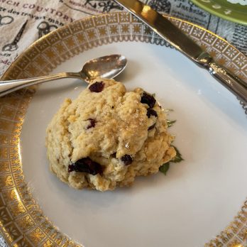 The Village Teahouse - Lemon Blueberry scone (comes with clotted cream and lemon curd). - Tea Rooms Near Me - West Point, Pennsylvania The Village Teahouse - Lemon Blueberry scone (comes with clotted cream and lemon curd). - Tea Rooms Near Me - West Point, Pennsylvania