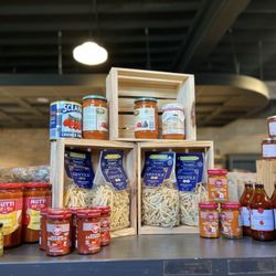 Pasta and sauce and tomatoes and things