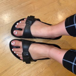 $55 shellac pedi +$5 for the design (don't mind the broken nail that happened before my appointment) $55 shellac pedi +$5 for the design (don't mind the broken nail that happened before my appointment)