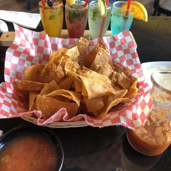 Mi Tio Mexican Grill - Chips n salsa & a flight of different rum drinks. - Mexican Near Me - Gonzales, Louisiana