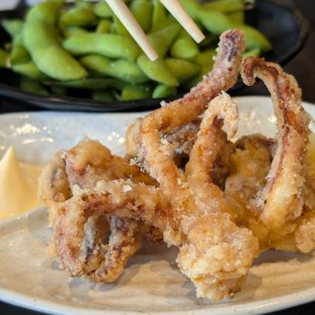 WADAYA - Fried squid and edamame appetizer, squid was tender and crispy - Ramen Near Me - Fullerton, California WADAYA - Fried squid and edamame appetizer, squid was tender and crispy - Ramen Near Me - Fullerton, California