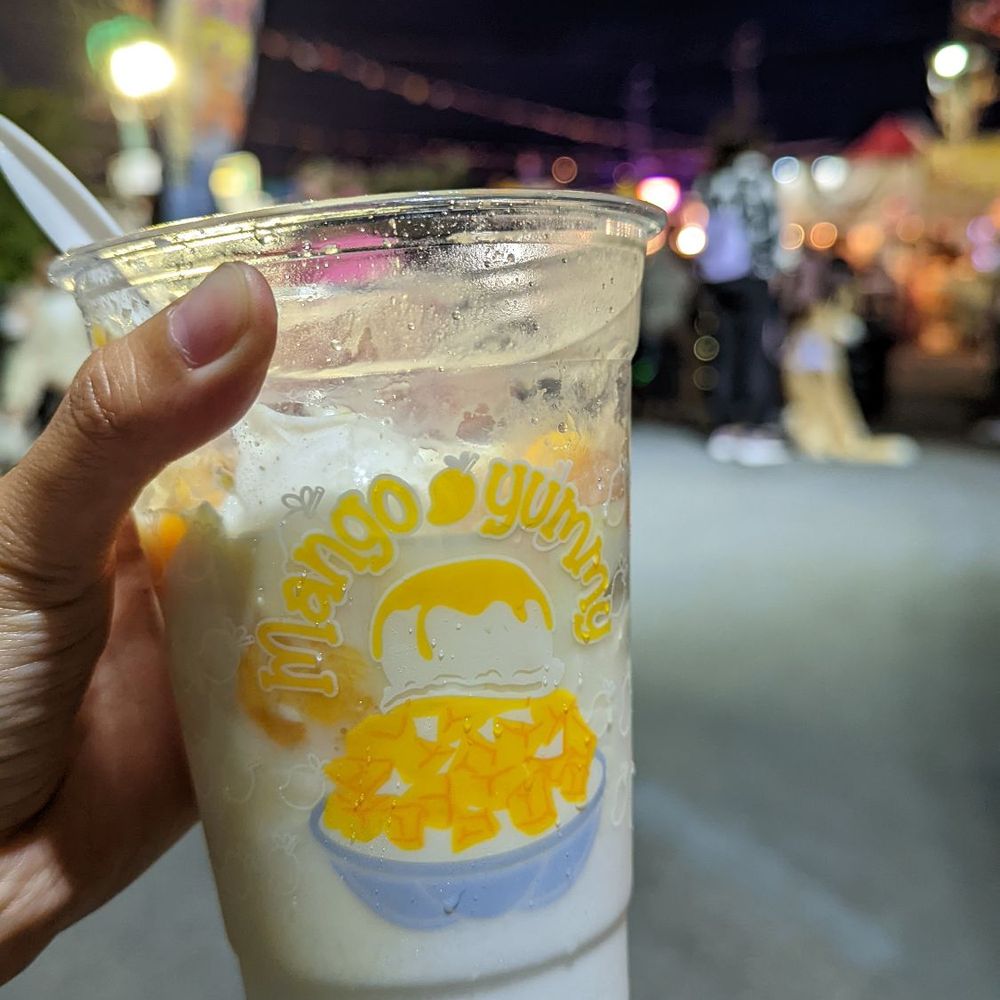 Mango coconut tofu drink (already half eaten!) Mango coconut tofu drink (already half eaten!)