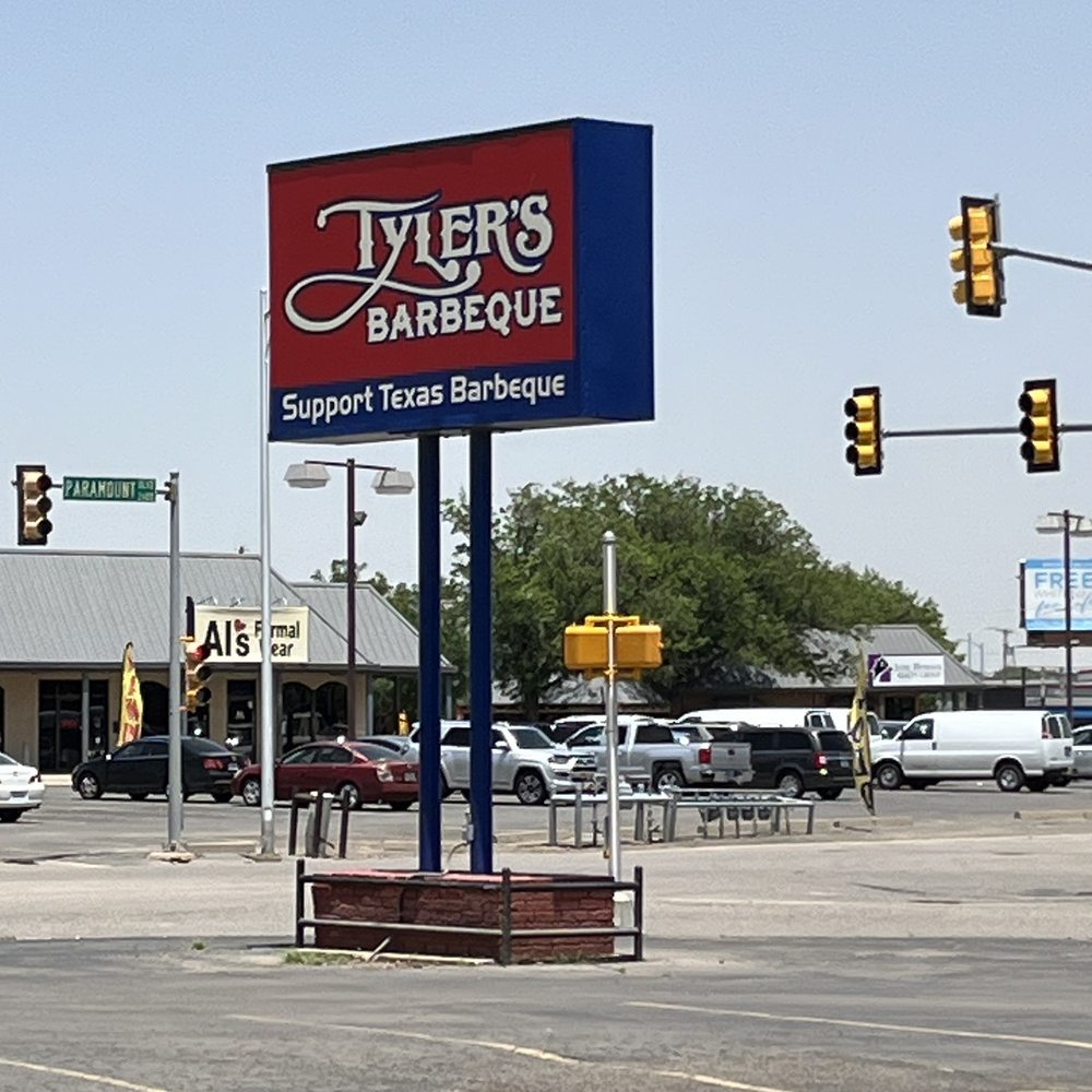 Tyler's Barbeque - a large sign in a parking lot - Barbeque Near Me - Amarillo, Texas