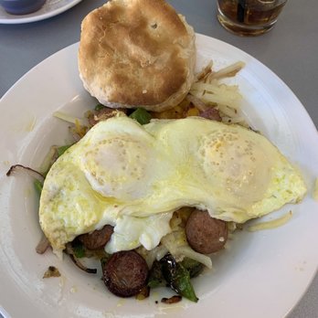 The Funky Brunch Cafe - Hangover Andouille Scramble - Breakfast & Brunch Near Me - Savannah, Georgia