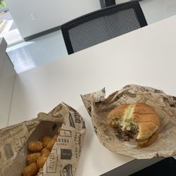 Wayback Burgers - Tator tots and bacon cheese burger