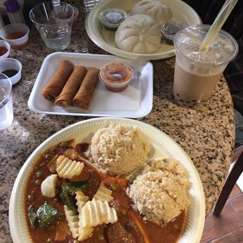 Bobaloompia - Beef Kaldereta, lumpia, vanilla chai boba tea, Two Piece Siopao - Bubble Tea Near Me - Tyler, Texas