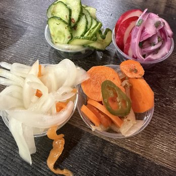 A Tacoria - Various pickled vegetables. - Tacos Near Me - Suwanee, Georgia
