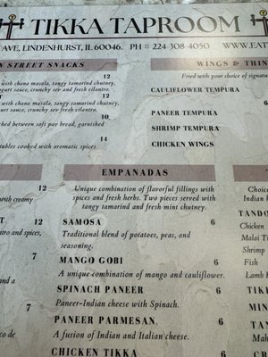 Menu photo 4 Tikka TapRoom Lindenhurst, IL