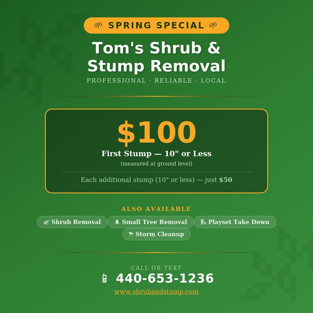 Tom's Shrub and Stump Removal - tree service in Westlake, OH