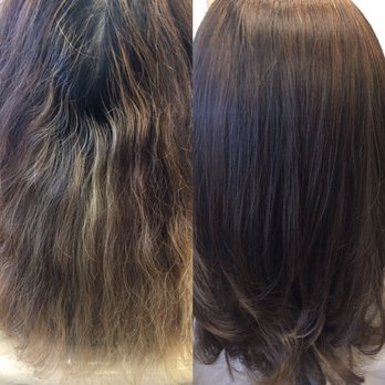 Color Box By Bombshell Studio - First half of pic is my messed up hair.  2nd half is pic showing color correction by Debra. - Hair Stylists Near Me - Kapolei, Hawaii