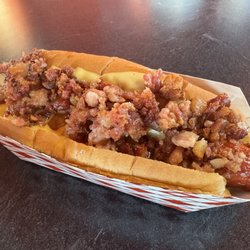 Stewart's Root Beer Drive-In - Bacon cheese hot dog