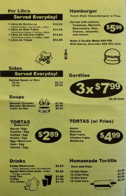 Menu photo 2 Tony's Tacos To Go San Antonio, TX Menu photo 2 Tony's Tacos To Go San Antonio, TX