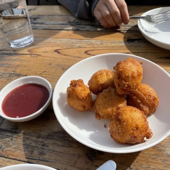 Spinning Bones - Great Corn Fritters - New American Near Me - Alameda, California Spinning Bones - Great Corn Fritters - New American Near Me - Alameda, California