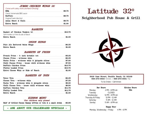 Menu photo 7 Latitude 32 Pub & Grill San Diego, CA Menu photo 7 Latitude 32 Pub & Grill San Diego, CA