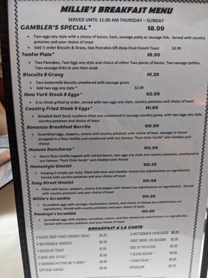 Menu photo 4 Millie's Restaurant Central City, CO