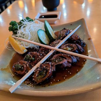 Sushi House - Steak Negimaki Thinly sliced KC strip rolled around green onions & grilled with teriyaki sauce. - Sushi Bars Near Me - Leawood, Kansas Sushi House - Steak Negimaki Thinly sliced KC strip rolled around green onions & grilled with teriyaki sauce. - Sushi Bars Near Me - Leawood, Kansas