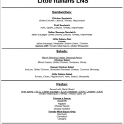 Little Italians LNS - Little Italians LNS Menu