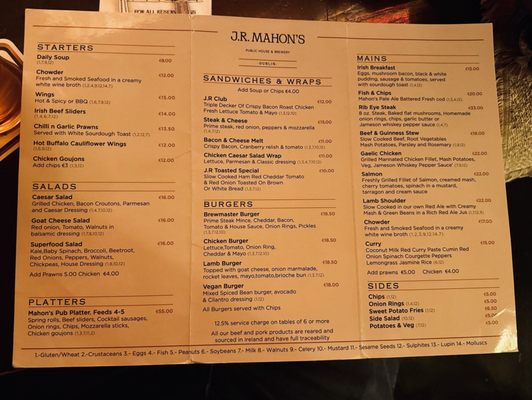 Menu photo 2 J.R. Mahon's Dublin 2, D