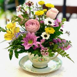 Briar Patch Florist - A Tea cup full of posies.