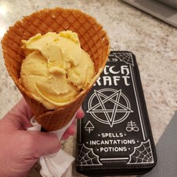 Pumpkin Spice in a waffle cone.