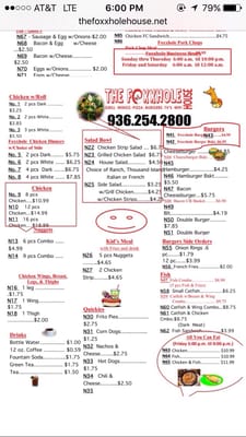 Menu photo 2 The Foxxhole House Timpson, TX Menu photo 2 The Foxxhole House Timpson, TX