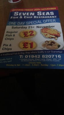 Menu photo 2 Seven Seas Fish & Chip Restaurant Wigan, LAN