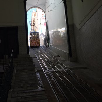 Elevador da Bica - Coming down toward the bottom station - Public Transportation Near Me - Lisbon, 11