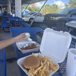 Hot wings (left)and double cheese burger with fries Hot wings (left)and double cheese burger with fries