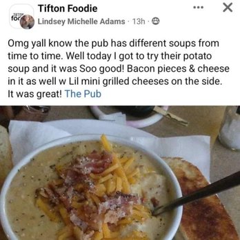 The Pub - The reason we tried it out was this Facebook post. - Pubs Near Me - Tifton, Georgia