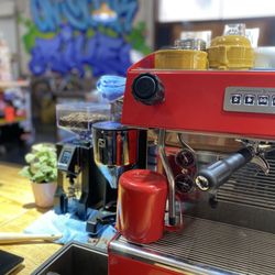 On Your Bike - Closeup of the espresso machine where we make all sorts of cafe concoctions...