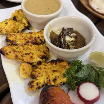Bijan Persian Grill - Grilled Chicken Breast with Kashk-e-Bademjam and Lentil Soup - Persian/Iranian Near Me - Houston, Texas