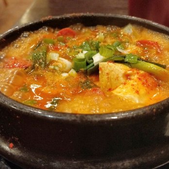 Yet Tuh - The hubs' photo of the spicy sausage stew. - Korean Near Me - Doraville, Georgia