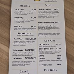 The Miner's Daughter - Menu