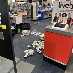 Best Buy - Park City - Two young employees stocking shelves dumped all their merchandise onto the floor and walked away.