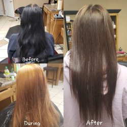 Megan at The Salon - Steps of going black to blonde. (Appointment 1/3)
