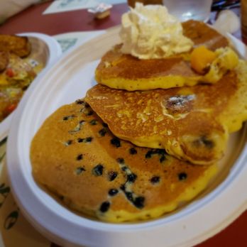 Benton's Sugar Shack - Pancake platter with Blueberry, Banana and Peaches..yummm - Breakfast & Brunch Near Me - Thornton, New Hampshire Benton's Sugar Shack - Pancake platter with Blueberry, Banana and Peaches..yummm - Breakfast & Brunch Near Me - Thornton, New Hampshire