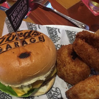 Ford's Garage Wesley Chapel - BBQ Veggie Burger and Onion Rings - Burgers Near Me - Lutz, Florida Ford's Garage Wesley Chapel - BBQ Veggie Burger and Onion Rings - Burgers Near Me - Lutz, Florida