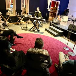 Heathervox - Song Salon listens to Laura at Light Rail Studios, 2023.  Song Salon is a group vocal performance workshop for singers and storytellers.