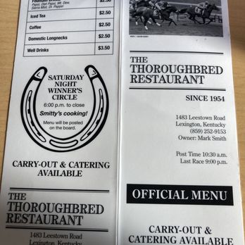 Thoroughbred Restaurant - Menu - American Near Me - Lexington, Kentucky Thoroughbred Restaurant - Menu - American Near Me - Lexington, Kentucky