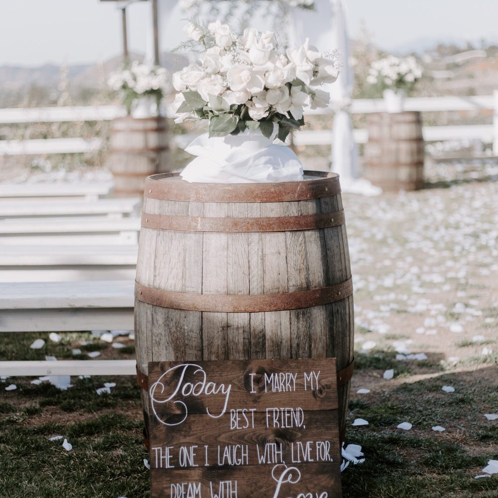 Rustic Events - Sign with wine barrel - Party Equipment Rentals Near Me Rustic Events - Sign with wine barrel - Party Equipment Rentals Near Me