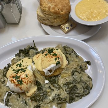 Sawyer & Co - Eggs Sardou + side of cheesy grits - Diners Near Me - Austin, Texas Sawyer & Co - Eggs Sardou + side of cheesy grits - Diners Near Me - Austin, Texas